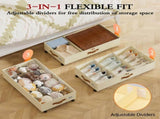 2 Pack Under Bed Storage with Wheels, Under Bed Storage Containers with Adjustable Dividers & Clear V1107-127-12965-BEG