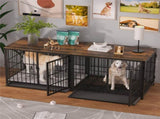 Black Large Sturdy Wooden Dog Crate with Tray V767-P-XL171-L-BK-V2