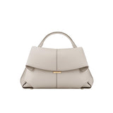 Beige Elegant Womens Genuine Cowhide Leather Top Handle Satchel - Chic Flap Crossbody Shoulder Bag V888-ELOSUNG32065