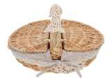 Wicker Picnic Basket with Removable Liner Empty Picnic Hamper Basket with Lid and Handle for Easter V1294-YM0901-3111250051113