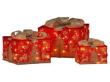 Christabelle Set of 3 Christmas Gift Box Display with LED Lights and Bows Decoration Ornament 112_MHA613