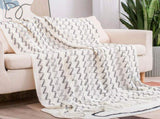 130*180CM White And Grey Modern Knitted Throw Blanket with Tassels - Soft & Lightweight for Sofa, V888-ELOSUNG21129