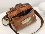 Kawaii Backpack, Vintage College Style, Cat Castle Print, Large Capacity, Adjustable Strappink) V1232-YHSJB-PU-001