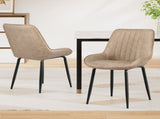 Artiss 2x Dining Chairs Retro PU Leather Kitchen Lounge Cafe Accent Chair Khaki DINC-K-2602-BRX2