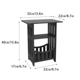 3 Tier Side Table Night Stand, Narrow End Table with Storage Shelf, Extended Desktop & Solid V1366-AZ2-W-14196