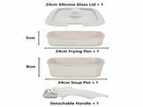 4 Piece Detachable Nonstick Aluminium Alloy Cookware Set - Stackable Frying Pan and V888-ELOSUNG52957