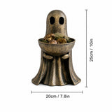 Halloween Ghost Statue with PumpkinShaped Candy Bowl, Vintage GoldTone LED LightUp BlowMolded V1366-AZ2-W-24875
