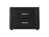 Artiss Bedside Table 2 Drawers Side Table Leather - CADEN Black BFRAME-E-BSIDE-BK
