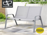 Gardeon Garden Bench Seat Steel Outdoor Patio Park Lounge Backyard Chair Grey GB-STA-BENCH-GE