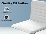 Artiss Computer Desk 120cm Executive Office Chairs Set PU Leather Low Back White MET-DESK-120-REPL-WH