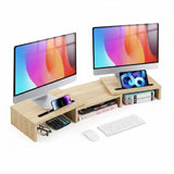 CARLA HOME Dual Monitor Stand Riser, Adjustable Length and Angle, Beige V178-36579