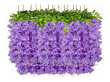 14PCS Ceiling Artificial Wisteria Flower Six Leaf Purple Blue Fake Vines Decoration for Wedding Home V1294-YM0512-3115220121711