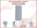Grey Two-Door L-shaped Office Gym Shed Storage Lockers V63-835131