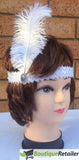 6x 1920s FLAPPER HEADBAND Headpiece Feather Sequin Charleston Costume Party BULK - White V563-BR-6FLAPPERHDBND-WHT