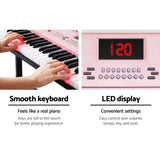 Alpha 61 Keys Electronic Piano Keyboard Digital Electric w/ Stand Lighted Pink EK-KL-97-PK-H