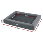 i.Pet Pet Bed Dog Cat Large Calming Soft Sofa Cushion Egg Crate Washable Grey PET-BED-CUSHION-M90-GR