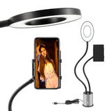Phone Stand Holder with Selfie Light, White Metal Adjustable Desk Lamp, 1 Set V1369-AZ3-W-14395