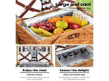 Alfresco 4 Person Picnic Basket Set Wooden Blanket Cooler Bag Outdoor Insulated PICNIC-WOOD-4PPL-COOLER