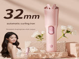 White Portable Cordless Hair Curler - USB-C Rechargeable Automatic Hair Waver with Ceramic Barrel & V888-ELOSUNG32837