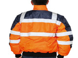 3-in-1 Hi Vis Safety Bomber Jacket Waterproof Reflective Quilted - Orange Navy - XL V563-WB-HIVISJKT-ORG-XL