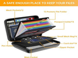 Black Fireproof EVA Hard-Shell File Organizer Briefcase with Combination Lock Waterproof Accordion V888-ELOSUNG43347