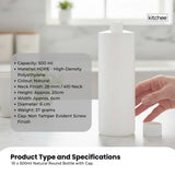 Kitchee 10x 500ml Natural HDPE Round Bottle 28/410 Caps - Empty Plastic Food Storage V238-SUPDZ-30342772785232