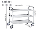 VEVOR Stainless Steel Cart, 3 Layers Lab Utility Cart 181 kg Weight Capacity, Medical Cart with V952-SYSSTCFB20134R3PNV0