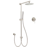 Brushed Nickel Round 8" Rain Head Shower 1 Mode Handheld Sliding Rail Arm Mixer 2in1 Set V1233-SC842BSSS019CBNKSR108NKRD201N