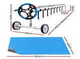Aquabuddy Pool Cover 500 Micron 8x4.2m Silver Swimming Pool Solar Blanket 5.5m Blue Roller PC-80X42-L-DX-BL-ROLLER-BU