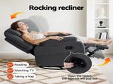 Artiss Rocking Recliner Chair 360 Swivel Massage Heated Reclining Chairs RECLINER-A19-COR-GY