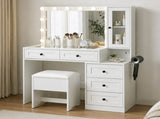 Levede Dressing Table Vanity Desk with LED Mirror 5 Drawers Charging White VM1037-AU