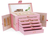 CARLA HOME 6-Layer Large Jewelry Box for Women withDrawers, Mirror, Lock, Necklace Hooks & Side V178-36227
