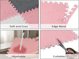 72 Pieces Plush Foam Floor Mat Square Interlocking Carpet Tiles with Border 12 x 0.4 in Fluffy Play V1259-DP01-A-1171