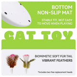 Interactive Electric Cat Toy with Feather Wand, 3 Replaceable Heads, Adjustable Speed, USB-C V1341-ZY-ZJGNH4VG-WHITE