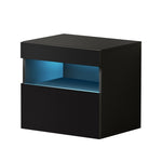 Artiss Bedside Table LED - HERES Black FUR-R-BS-LED-04-BK