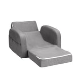 Keezi Kids Sofa 1 Seater Children Flip Open Couch Lounger Armchair Soft Grey KID-SOFA-SINGLE-GY
