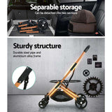 i.Pet Pet Stroller Dog Pram Large Cat Carrier Travel Foldable 4 Wheels Pushchair Double PET-STROLLER-100-BR