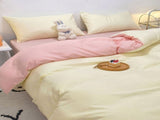 Solid Color Sheet Quilt Cover Pillow Cover Warm Breathable Washed Cotton Bed Sheet Set Creamy Pink V1294-YM0716-3117220177124