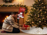 White Christmas tree skirt and snowman pattern stocking set - 122cm diameter tree skirt, holiday V888-ELOSUNG54470