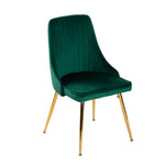 Viva Forever Set of 2 Green Velvet Dining Chairs-Art Deco Design with Gold Metal Legs V264-DNC-414V-GRN-02