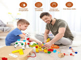 wooden animal building toy, kids tool set, educational toy Australia, preschool construction toy, V1102-819-30967-MLT-JHTOY-354