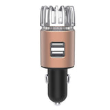 12V Car Air Purifier Car Air Freshener with Dual USB Charger Port Bronze V1263-JX-7201-3