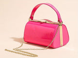 Women'S Evening Clutch Patent Leather Handbag Shiny Hand-Held Bag Hard-Shell - Rose - Size 18-13-14 V1347-DSZ-001-001-ROS-18-13-14