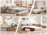 Artiss Double Bed Frame Boucle Fabric Vacuum Compressed Beds Removable Washable Cover No-Assembly BFRAME-FOAM-NOVA-D-WH
