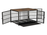 Black Large Sturdy Wooden Dog Crate with Tray V767-P-XL171-L-BK-V2