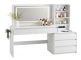 Artiss Dressing Table Makeup Vanity Desk LED Mirror Drawers Charging Station Curved Edge White FUR-AG-DRESS03N-WH-AB