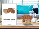 Light Brown Mushroom Shaped Woven Basket for Home Decor, Practical and Stylish Storage Solution V1366-AZ2-W-17365