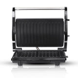 Versatile Electric Grill and Panini Press with Brushed Stainless Steel Lid, Double-Sided Non-Stick V1341-ZY-FQQ757ER-SILVER