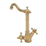 European Antique Brass Bathroom Faucet Double Handle Cross Knob Kitchen Faucet Hot Cold Water Tap V1294-YM0626-3112220096411
