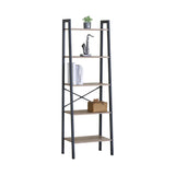 CARLA HOME 5 Tier Ladder Shelf - Wood Metal Display Bookcase - Brown - Rustic - Steel V178-36427